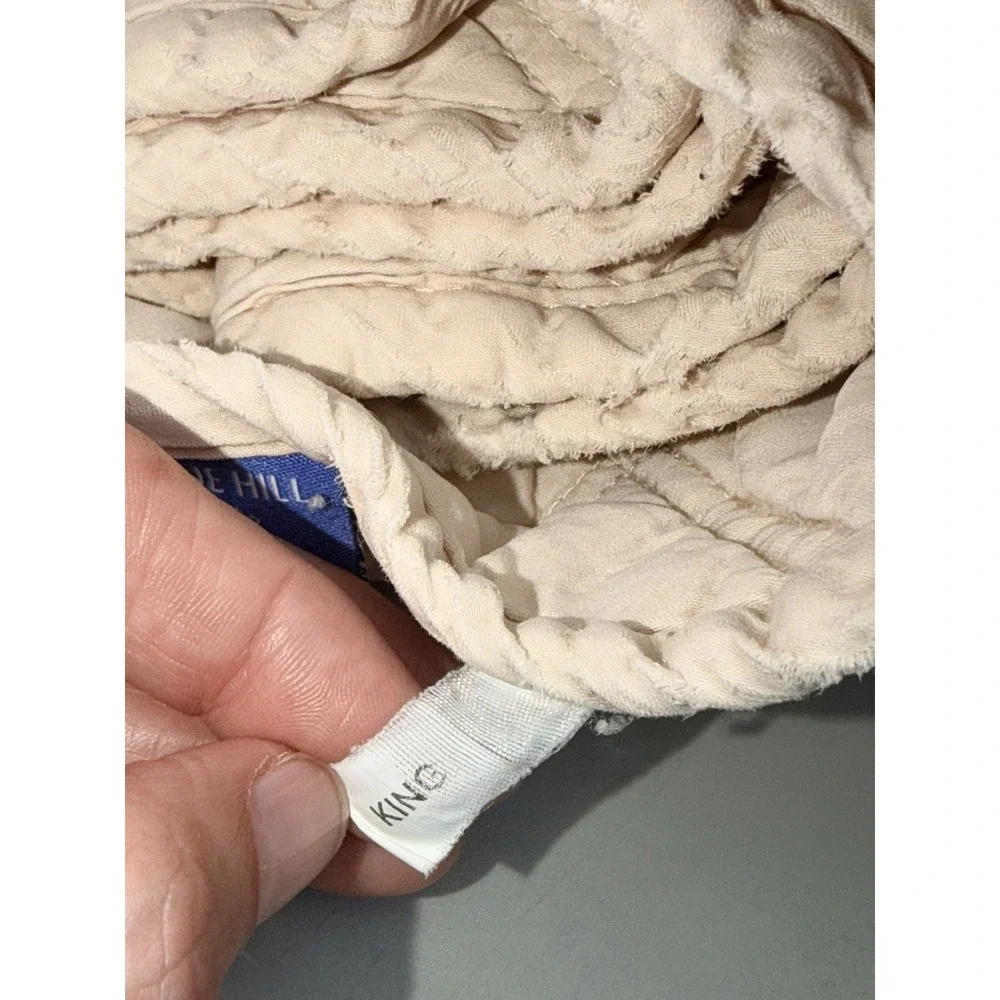 Pine Cone Hill King Quilt Ivory Cream Tencel Lyocell Coverlet Cottage Farmhouse